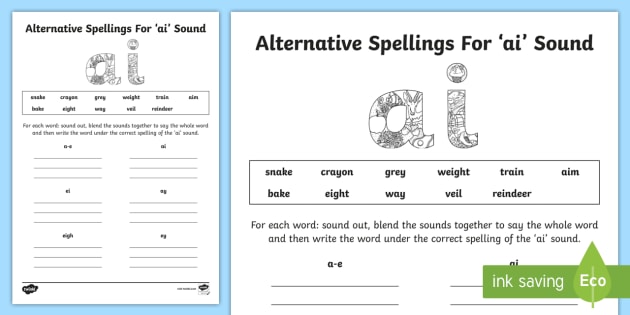 Alternative Spelling For Ai Sound Worksheet Worksheet Alternative Alternative Spelling For Ai Sound Worksheet Worksheet Alternative