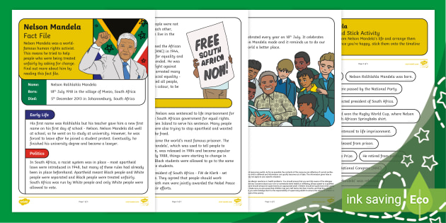 Nelson Mandela Fact File And Timeline Cut And Stick Activity