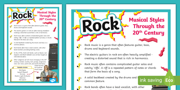 Musical Styles Through the 20th Century Information Poster: Rock