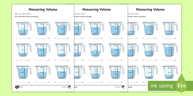 Year 2 Measure Volume Differentiated Worksheet / Activity Sheets