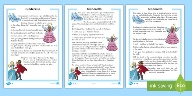 KS1 Cinderella Differentiated Reading Comprehension Activity