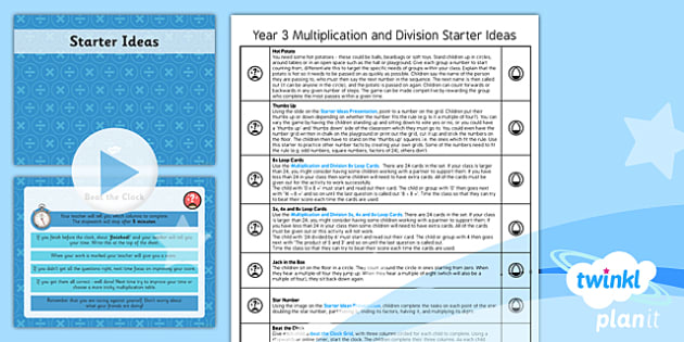 Planit Maths Y3 Multiplication And Division Starter Ideas Pack