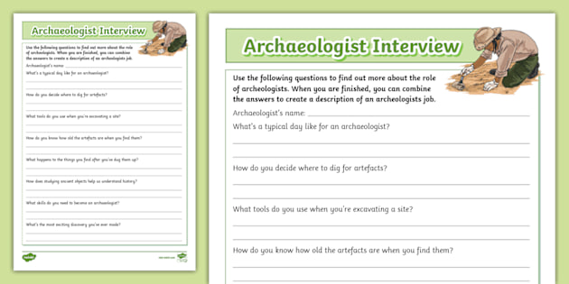 Archaeologist Interview Worksheet