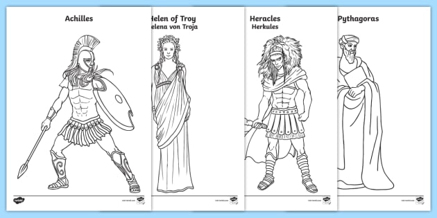ancient greek figures colouring pages english/german