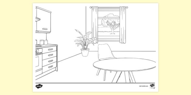 FREE! - Table and Chair Colouring Sheet | Colouring Sheets