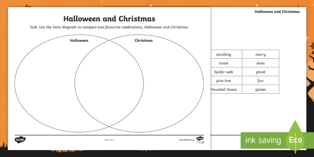 halloween venn diagram worksheet teacher made