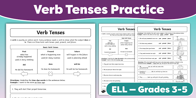 Verb Tenses Cut And Paste Printables By Second Grade Smiles Tpt