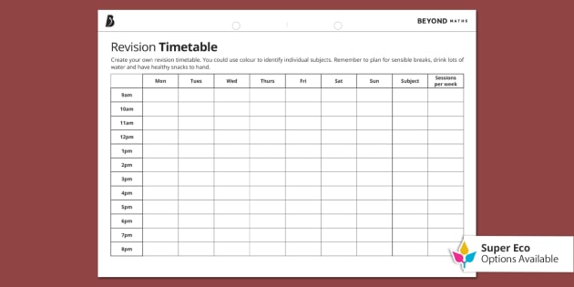 Revision and Study Plan Template | Editable Resource