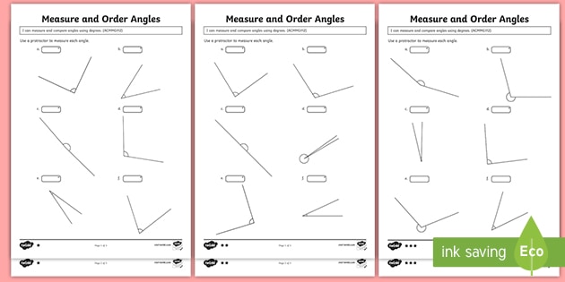 Measure And Order Angles Differentiated Worksheet