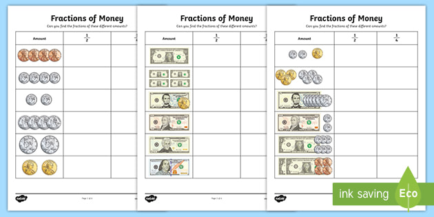 Teaching Fractions Using Money Activity Math Twinkl