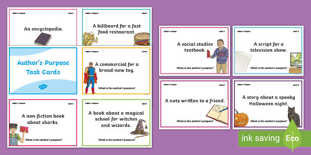Author's Purpose Task Cards (Teacher-Made) - Twinkl