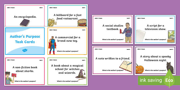 Author's Purpose Task Cards | Reading Comprehension Game