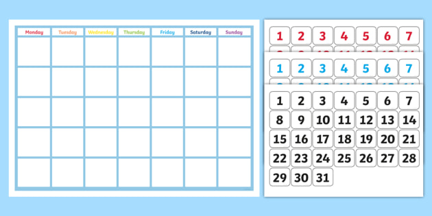 A4 Weekday Calendar Pack - Primary Resources (Teacher-Made)