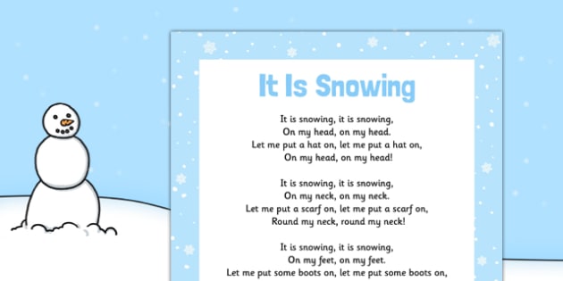 It Is Snowing Action Rhyme Poster - EYFS, Early Years, winter