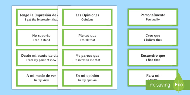 Opinion Phrases Word Cards Teacher Made