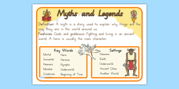 Story Genres Myths and Legends Display Poster - stories, books