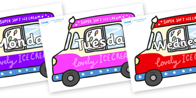 Days of the Week on Ice Cream Vans