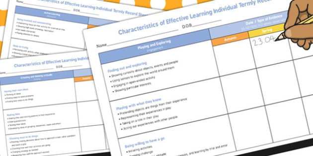 Characteristics Effective Learning Individual Termly Record Sheet