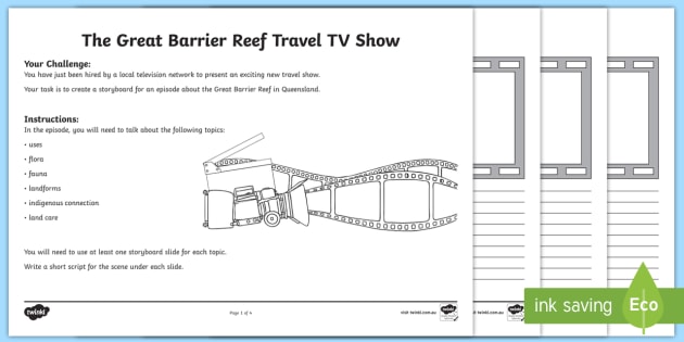 The Great Barrier Reef Tv Storyboard Template Teacher Made