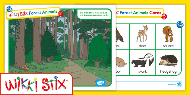 FREE Wikki Stix Forest Animals Activity Mat (teacher made)