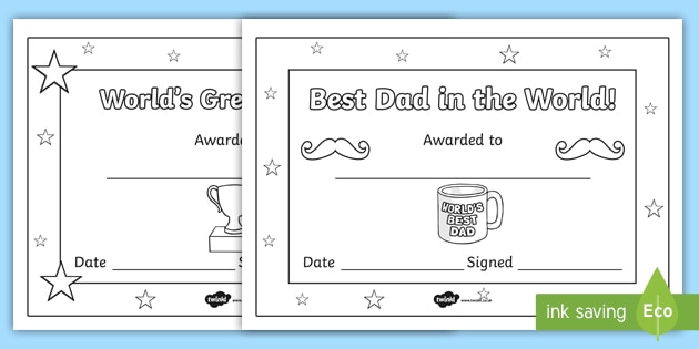 New Father S Day Certificates