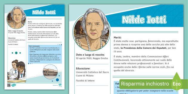 Scheda di Nilde Iotti | Scuola Primaria (teacher made)