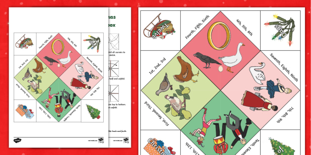 12 Days of Christmas Fortune Teller Chatterbox
