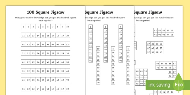 100 Square Jigsaw Worksheet Worksheets teacher Made 