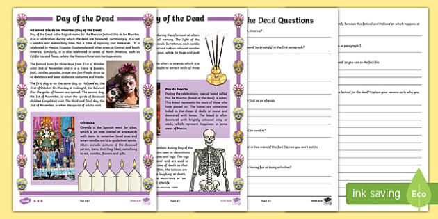 Day of the Dead Differentiated Reading Comprehension Activity