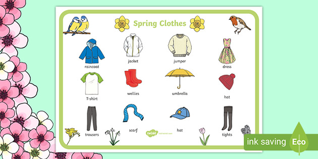 Spring Clothes Word Mat  Primary Resources (teacher made)