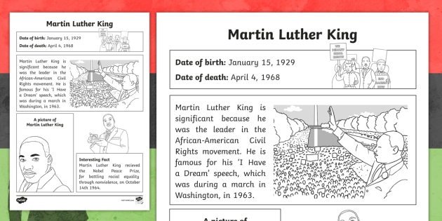 Martin Luther King Significant Individual Fact Sheet - fact sheet