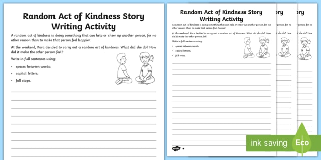 ks1 random acts of kindness story writing differentiated worksheet