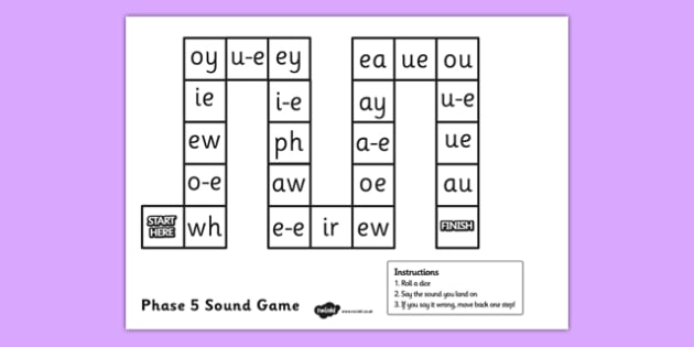 Phase 5 Sounds Game Board - phase 5, phase 5 sounds game 