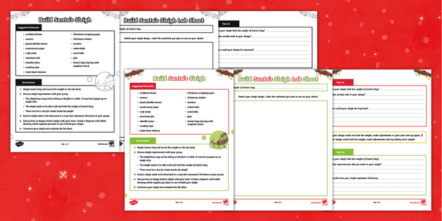 Santa Sleigh Template Christmas Printable Steam Activity