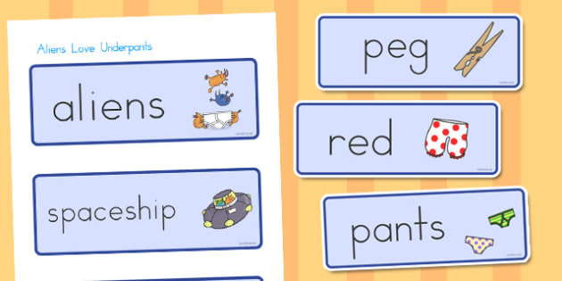 Word Cards To Support Teaching On Aliens Love Underpants Australia Aliens Underpants Word Cards To Support Teaching On Aliens Love Underpants Australia Aliens Underpants