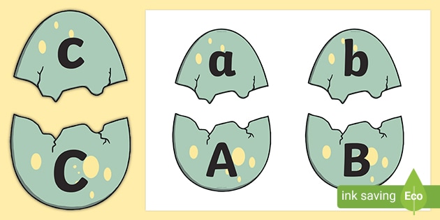 dinosaur egg themed uppercase and lowercase matching activity