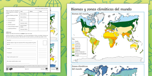 Hoja De Trabajo Con Claves Sobre Los Biomas Del Mundo Si La Celda Esta