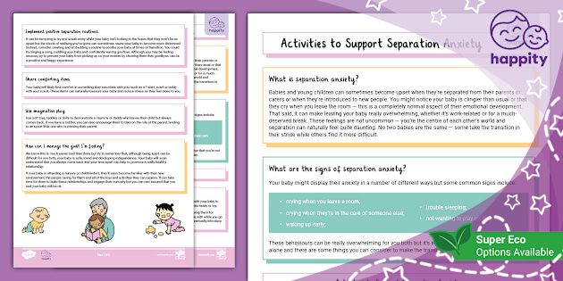 Activities to Support Separation Anxiety