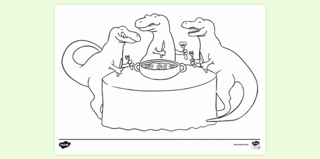 dinosaur eating lunch coloring pages