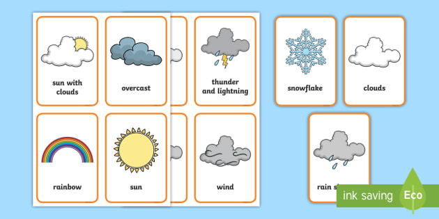 Educational Learning Picture & Word Flashcards Pack Weather Flash Cards Set 