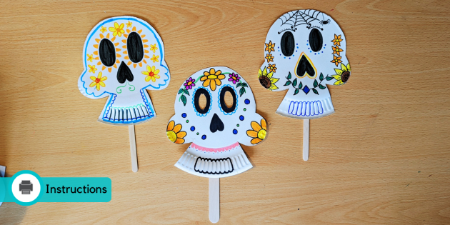 Paper Plate Calavera Masks  Day of the Dead Crafts - Twinkl