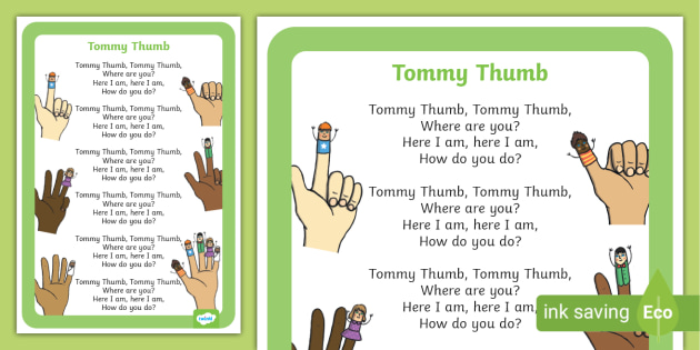 Tommy Thumb Nursery Rhyme Poster | Twinkl (teacher made)