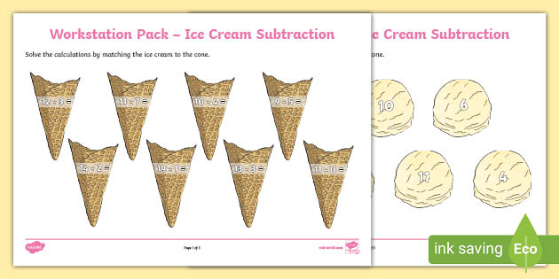 Workstation Pack – Ice Cream Subtraction (teacher made)