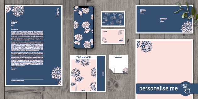 Dahlia Stationery Set In Blueberry