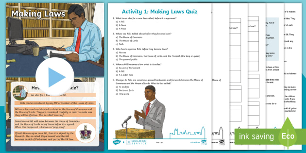 Free Making Laws Uk Parliament Lesson Pack 4