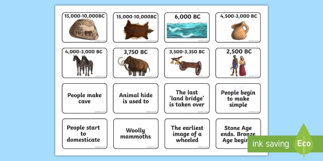 Stone Age Timeline Matching Activity