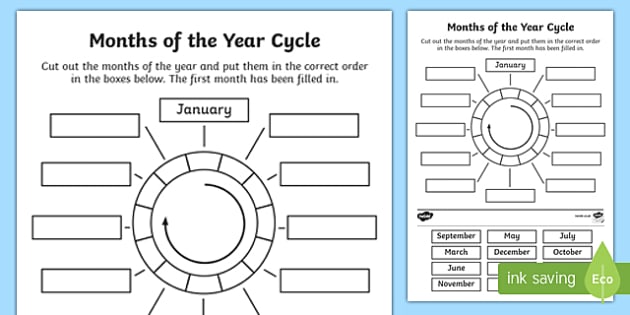 cut and paste months of the year worksheets