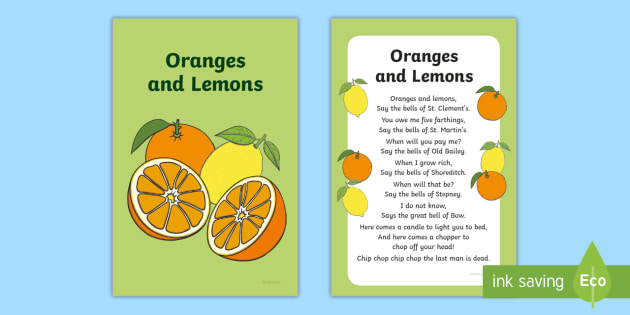 Oranges And Lemons Nursery Rhyme Ikea Tolsby Frame