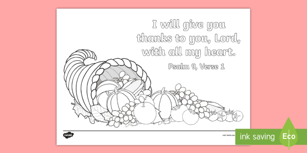 Preschool Psalm 9:1 Coloring Page - Bible, Memory Verse