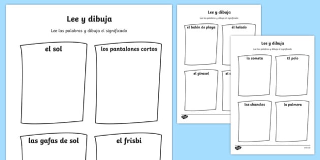 Summer Read And Draw Worksheet Spanish